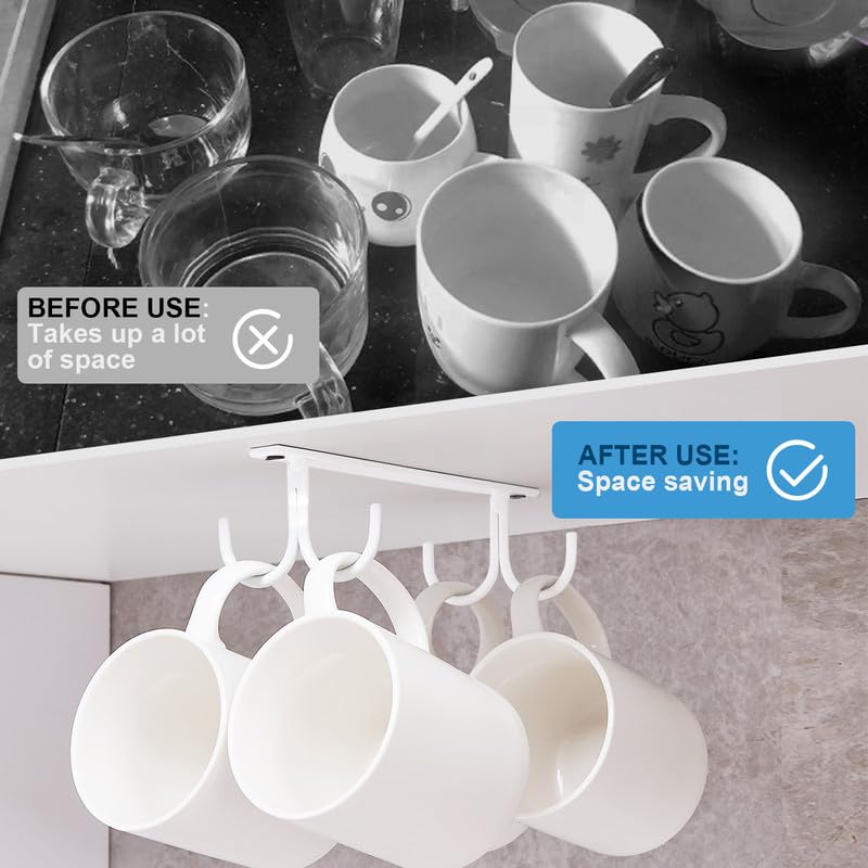 Mug Rack Under Cabinet (White / 2 Pack)