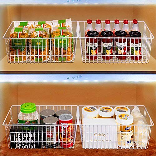 Farmhouse Freezer Baskets Organizer Storage Bins Large Organizer Baskets for Storage (White-6pack / 15.7"L x 9.5"W x 6.3"H)