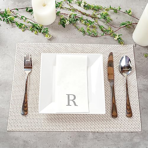 Silver R White Linen Feel Guest Towel Napkin (Silver / 2000 Count / R)
