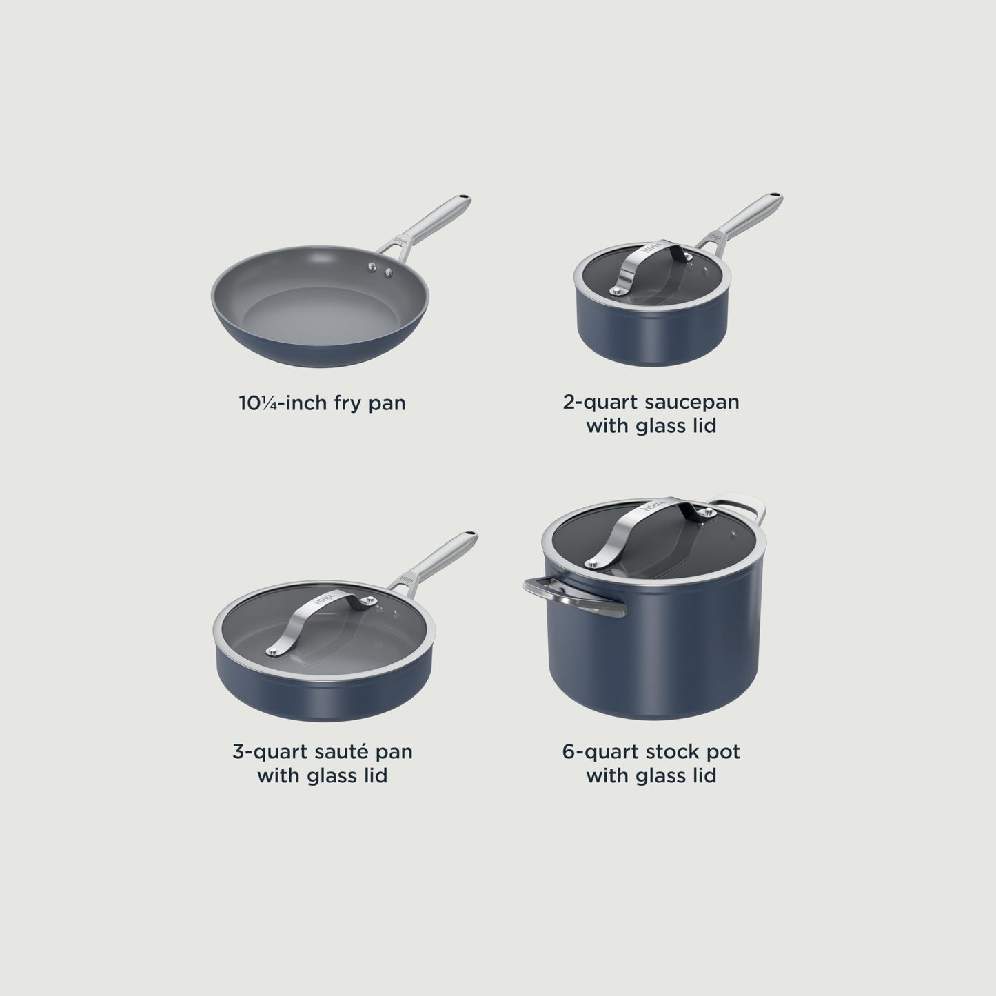 Ceramic Pro 7Piece Cookware Set (7-piece / Midnight Blue)