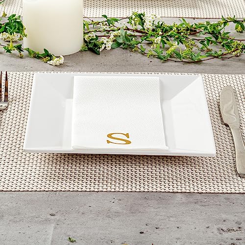 Paper Rectangle Gold Letter S Linen (Gold / 2000 Count / S)