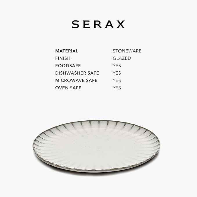 Serax Breakfast Plate | Inku Tableware van Sergio Herman | 4 Dessert Plates | Stoneware Dinnerware Set in white | luxury Dishware for Dinner at Home, Party, Cake, Christmas | Kitchen Sets