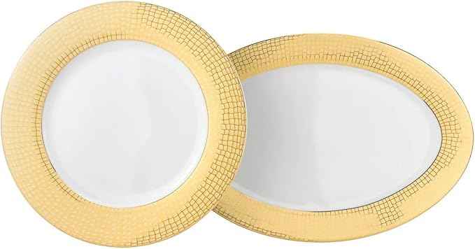 Euro Porcelain 57-pc Banquet Dinnerware Set, Luxury Porcelain Tableware, Service for 8 (1950G)