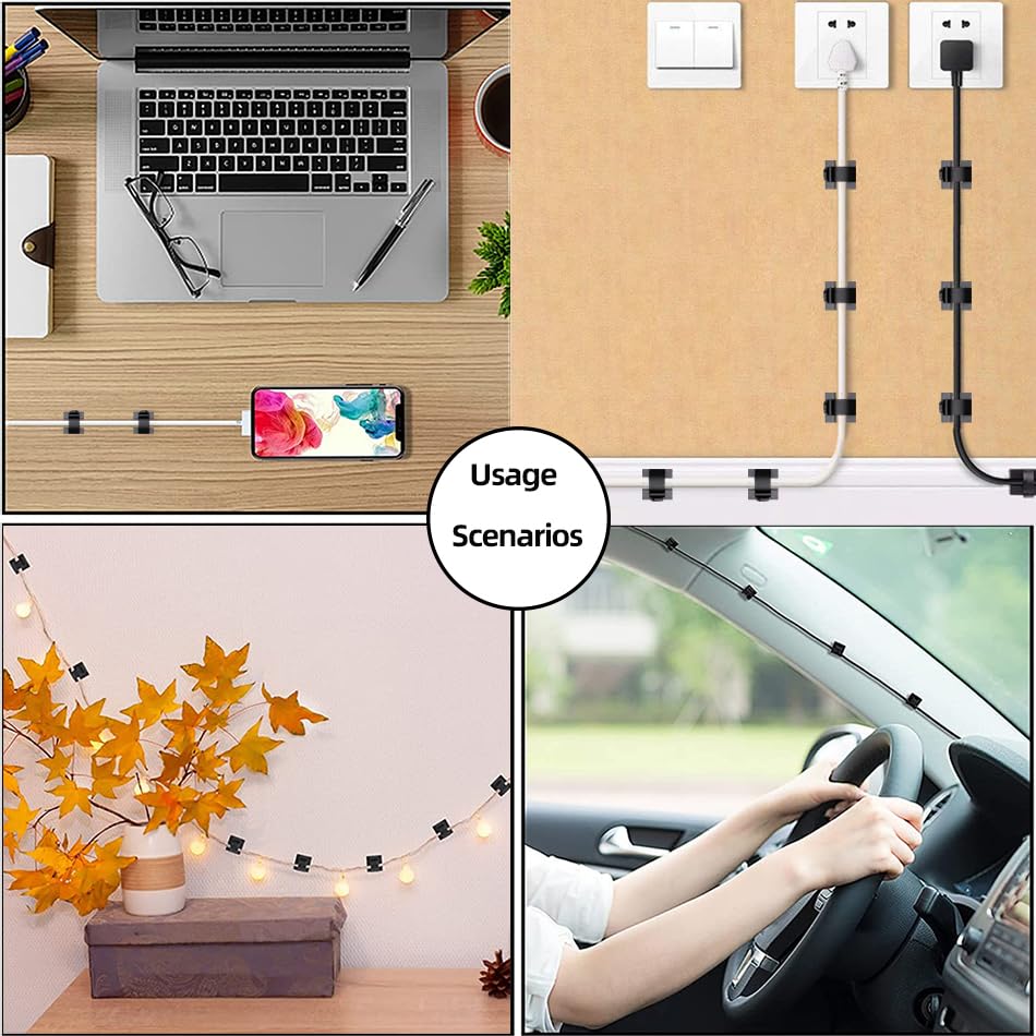 100 PCS Adhesive Cable Clips Cord Organizer (100 Count)