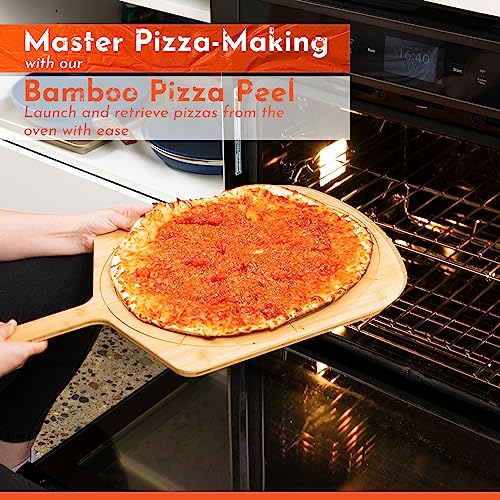 Wooden Pizza Peel 16 Inch Board with Engraved Sizes