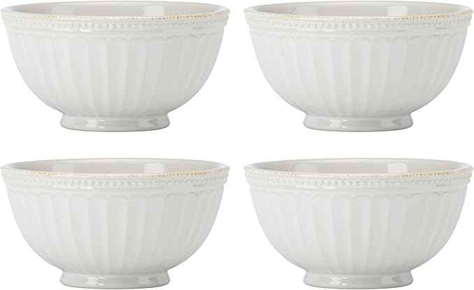 Lenox 895719 French Perle Groove All-Purpose Bowls, Set Of 4 White