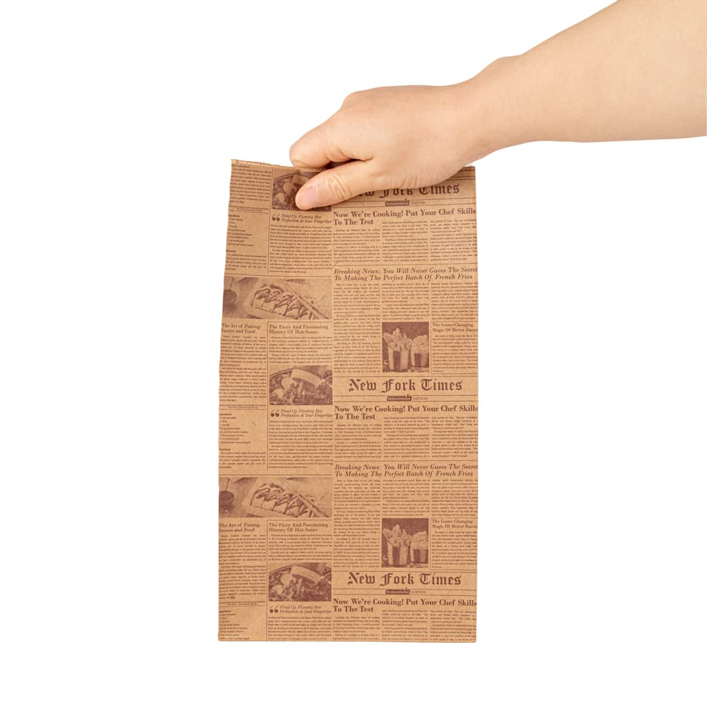 Bag Tek 6 Lb Disposable Lunch Bags 100 Sturdy Take Out Bags (6 lb / Kraft Newsprint)