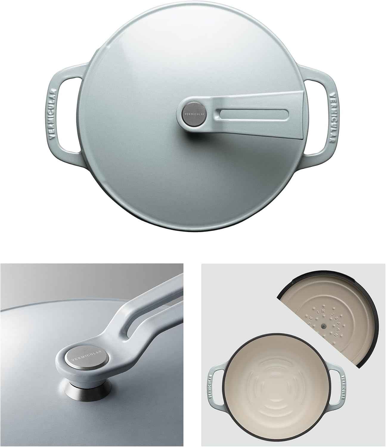 Vermicular Oven Pot 2.0 | Lightweight Enameled Cast Iron Pot | 18cm (2 Qt) | Non-Toxic | Induction-compatible | Dutch Oven | Made in Japan | Oyster Gray