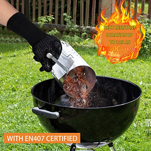 BBQ Gloves 1472F Heat Resistant Non (Black)