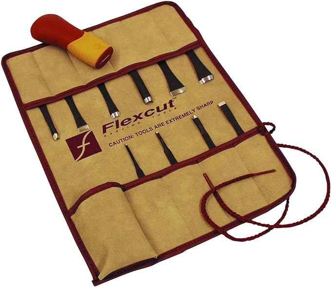 FLEXCUT Wood Carving Tools | 11 Piece Craft Carver Set | Includes 10 1095 High Carbon Steel Blades and Interchangeable Ergonomic ABS Handle | SK107 | Made in the U.S.A.