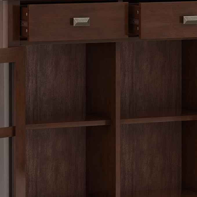 SIMPLIHOME Artisan SOLID WOOD 36 Inch Wide Contemporary Entryway Storage Cabinet in Russet Brown, For the Living Room, Entryway and Family Room