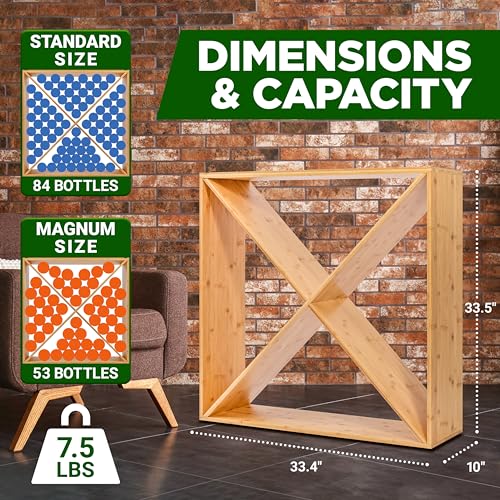 X Self Oversize Stackable Modular Wine Rack (X Brown)
