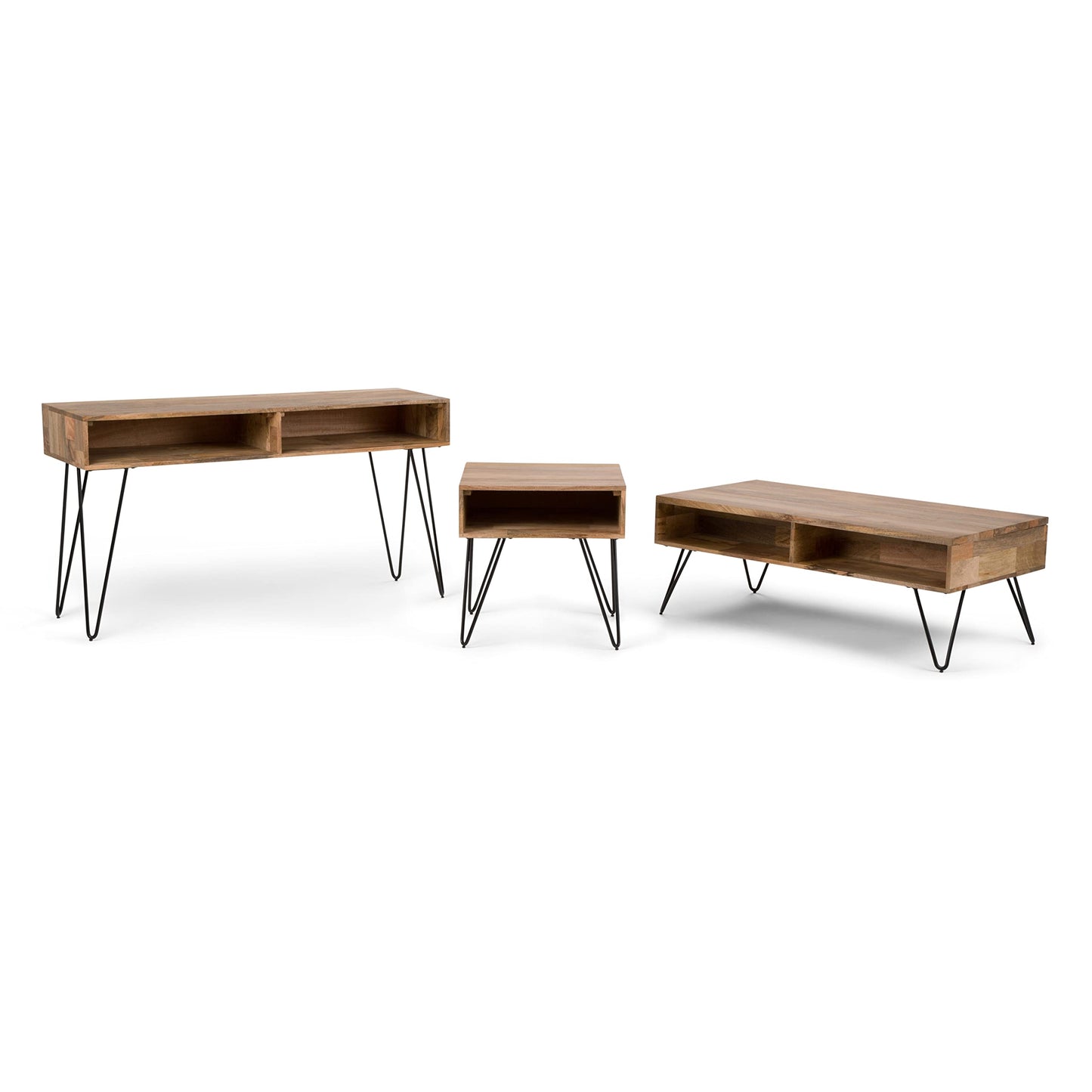 Lockhart 30" Wide Solid Mango Wood Drum Coffee Table in Natural (Wide Lift Top Coffee Table / 48 inch / Refined Natural)