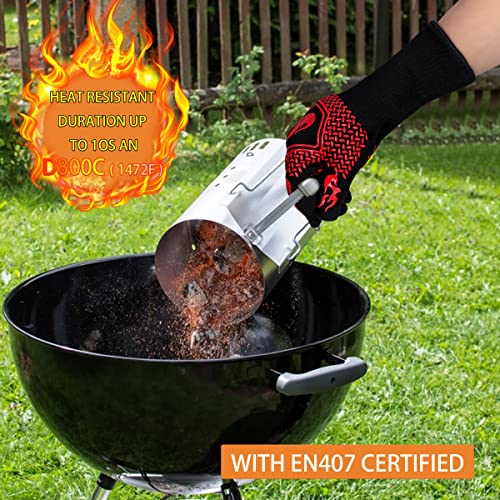 BBQ Gloves 1472F Heat Resistant Non (Red)