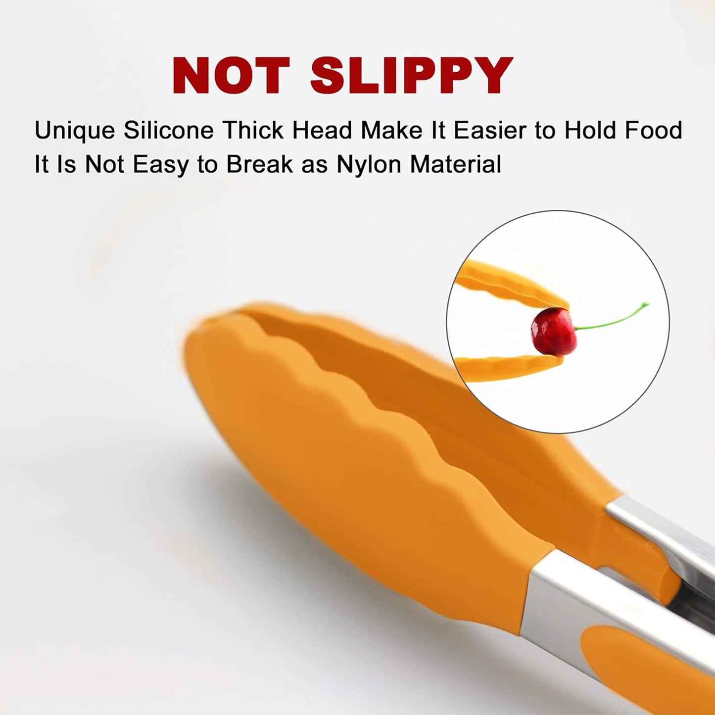 4 Pack Orange Kitchen Tongs, Premium Silicone BPA Free Non-Stick Stainless Steel BBQ Cooking Grilling Locking Food Tongs, 9-Inch & 12-Inch