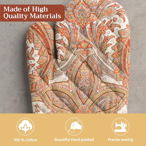 Maison d'Hermine Oven Gloves 100% Cotton Oven Mitt (023 - Kashmir Paisley / 7.5" x 13" (Oven Mitt))