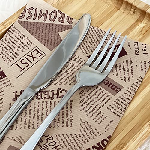 12 Piece Silverware Set with 6 Dinner Knives and 6 Dinner Forks (9.1''6Knives+8.3''6Forks)