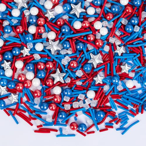 Edible Patriotic Sprinkles for Cake Decorating (Patriotic Stars)