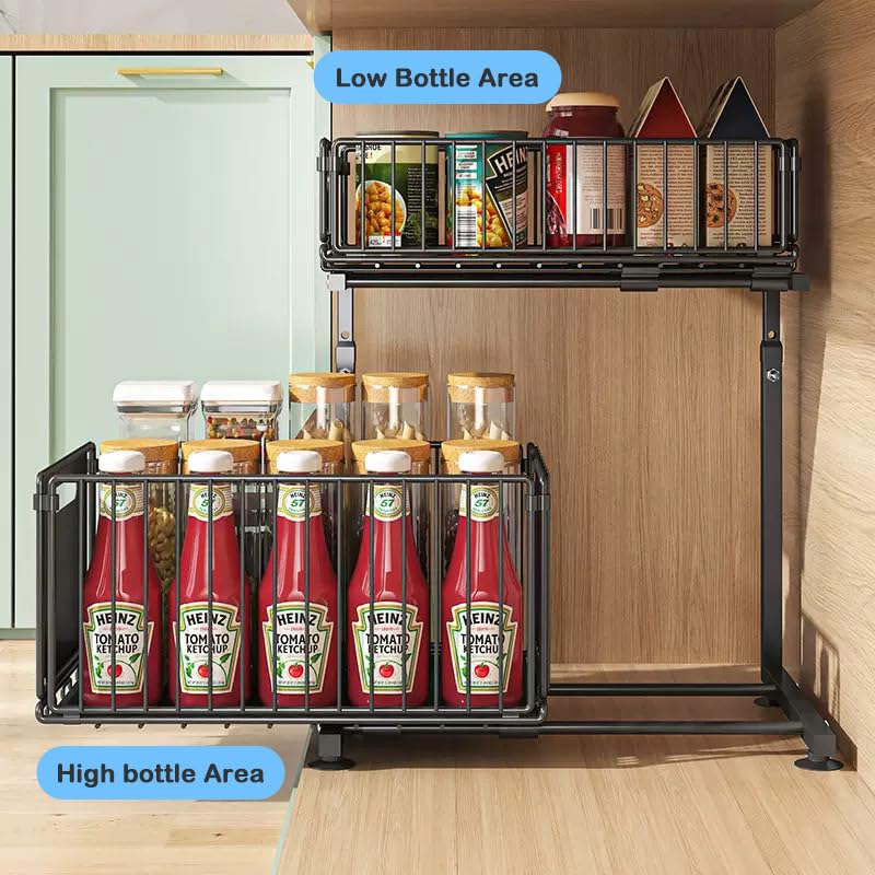 Under Sink Organizer with Adjustable Height (2 Pack)