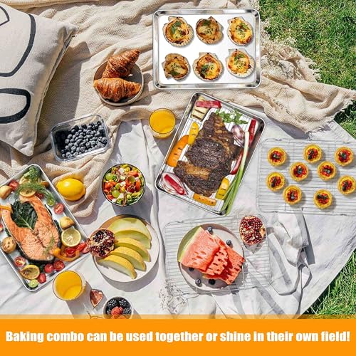 20x14 Inch XL Stainless Steel Baking Sheet with Cooling Rack Set (20x14x1.2)