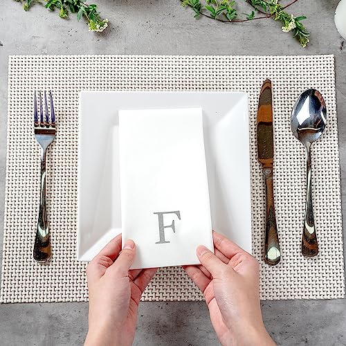 Silver F White Linen Feel Guest Towel Napkin (Silver / 2000 Count / F)