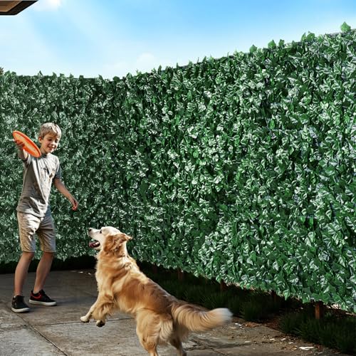 Artificial Ivy Privacy Fence Screen (Ivy with Green Mesh Backing / 59 x 98 inch)