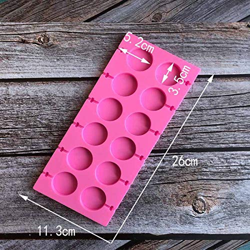 12 Capacity Silicone Lollipop Molds (Round Pink)