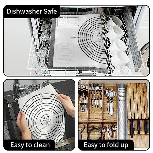 Silicone Baking Mat with Measurement (White-Gray / 26"L x 16"W)