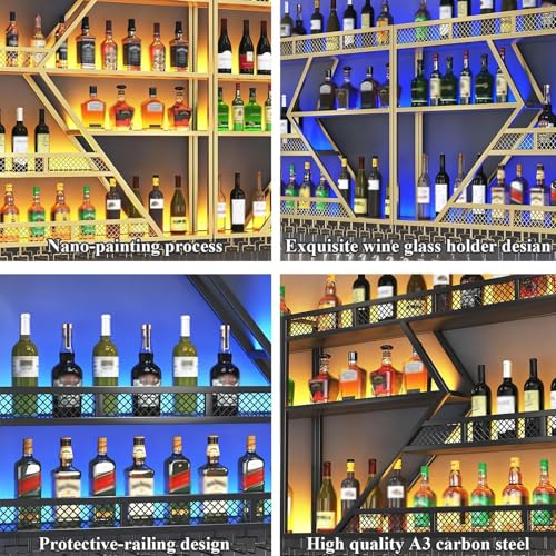 79in Large Wall Mounted Wine Rack (4 Tiers Gold / 79 * 7.87 * 48.5INCH)