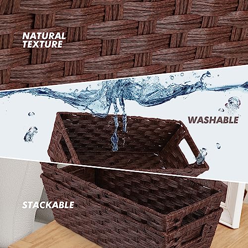Plastic Wicker Storage Baskets (2 Count)