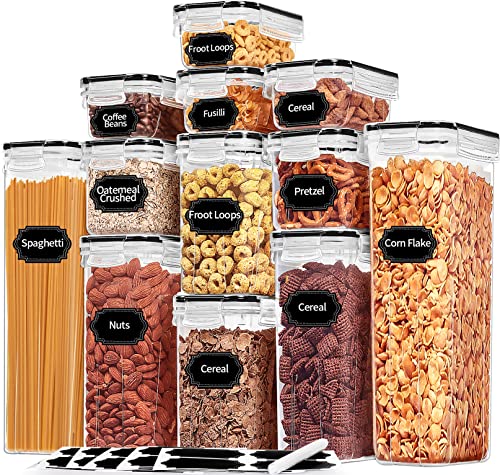 Airtight Food Storage Containers with Lids (Black-12 Piece)