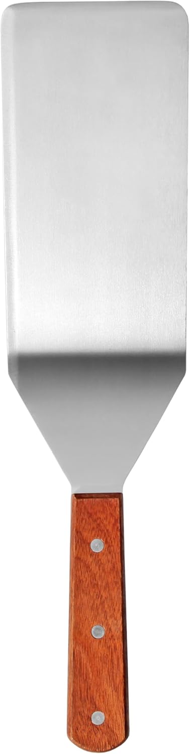 New Star Foodservice 36350 Wood Handle Extra Large Grill Turner/Spatula with Cutting Edge and 4-Inch Wide Blade, 16-Inch - HomeSpice