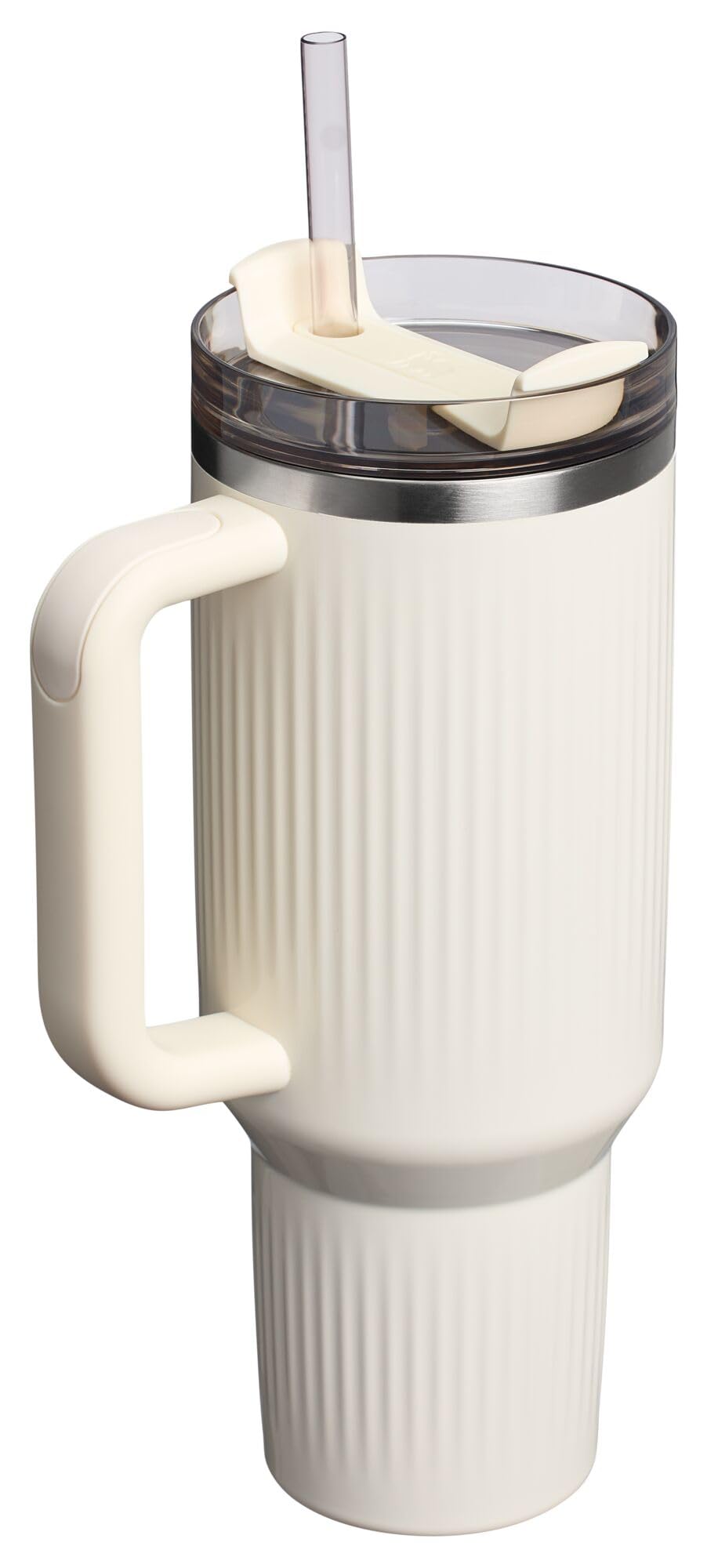 Quencher H2.0 Tumbler with Handle and Straw 40 oz (40 Ounces / Fluted Cream Gloss)