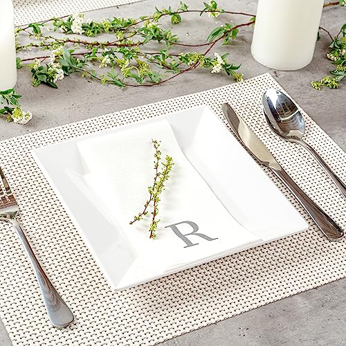 Silver R White Linen Feel Guest Towel Napkin (Silver / 2000 Count / R)