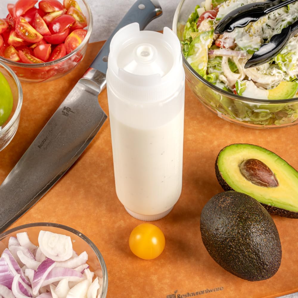 First In First Out 16 Ounce Condiment Squeeze Bottle 6 Refillable Lid FIFO Squeeze Bottle (6 Count)