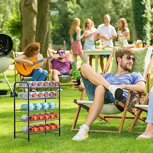 Plastic Water Bottle Storage Rack 5 Tier Bottled Water Holder Organizer Freestanding Floor Small Beverage Soda Drink Stand Shelf for Kitchen Pantry Can Storage