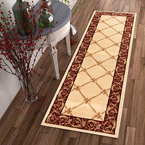 Timeless Collection Fleur De Lis Ivory 3x12 Runner Luxurious Traditional French Aubusson Oriental Area Rug Perfect for Living Room Bedroom or Dining Room Easy (2'7" x 12' (Runner) / Ivory)