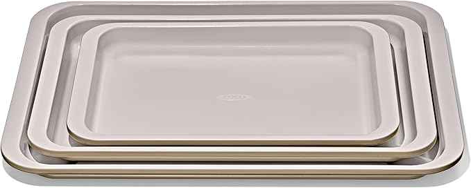 OXO Good Grips Non-Stick Pro Ceramic Coated Metal Bakeware 3-Piece Sheet Pan Set – Biscuit