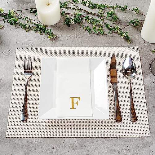 Paper Rectangle Gold Letter F Linen (Gold / 2000 Count / F)