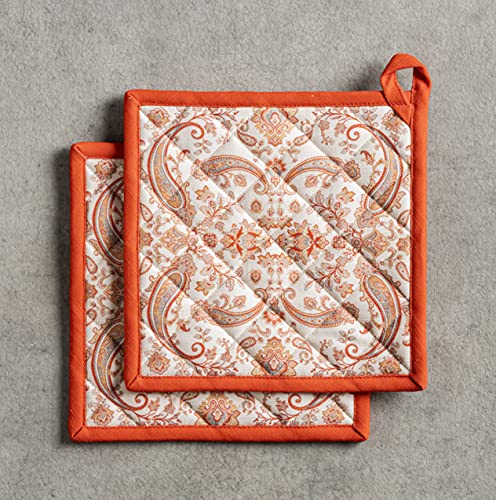 Pot Holders 100% Cotton Potholders (059 - Cachemire / 8" x 8" (Pot Holder Pack of 2))