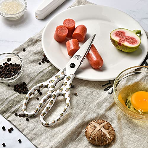 Kitchen Scissors Heavy Duty Kitchen Shears with Magnetic Holder Made with Japanese Steel 4034 (White/Chick)