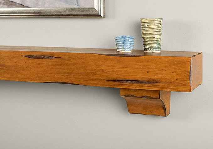 MANTELSDIRECT Breckenridge 48” Fireplace Mantel Shelf with Corbels – Rustic Floating Mantel Shelf for Over Fireplace – Chestnut - Wood Shelf for Wall – Pine Box Construction