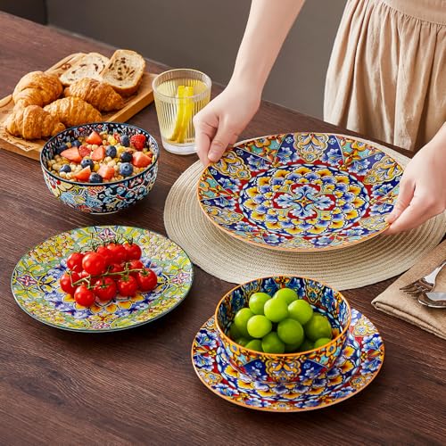18 Pieces Dinnerware Sets (Service for 6 (18 Pcs) / Bohemian Style)