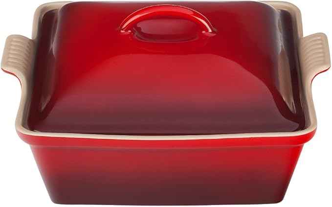Le Creuset Stoneware Heritage Covered Square Casserole, 2.5 qt. (9"), Cerise