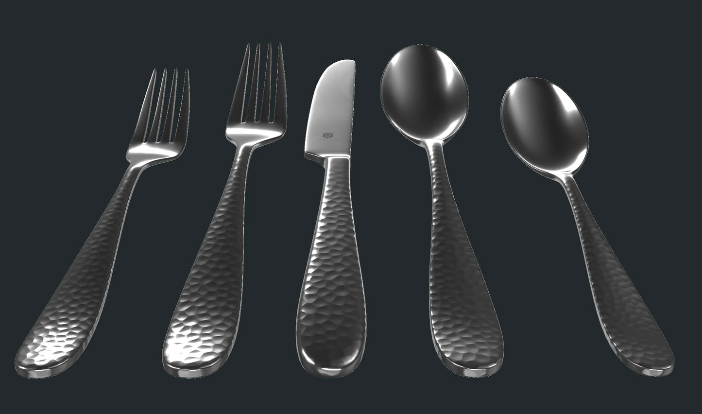 Hammered Silverware Set (60-Piece)