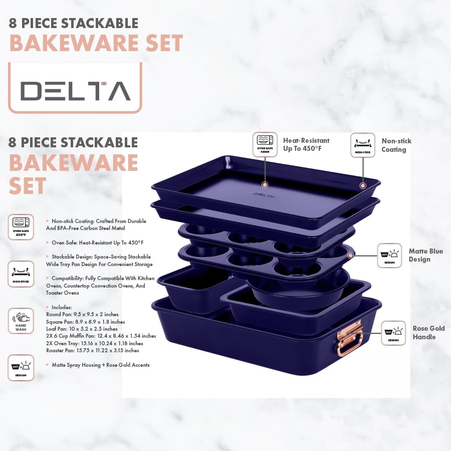 Stackable Nonstick Bakeware Set (Blue)