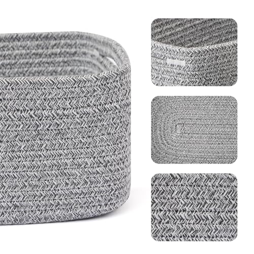 Small Storage Baskets for Organizing (4pcs-L13xW8.5xH5.1" / Grey)