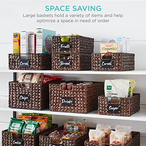 Set of 4 9x12in Water Hyacinth Pantry Baskets (9x12x5in / Brown)