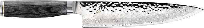 Shun Cutlery Premier Grey Chef's Knife 8”, Thin, Light Kitchen Knife, Ideal for All-Around Food Preparation, Authentic, Handcrafted Japanese Knife, Professional Chef Knife