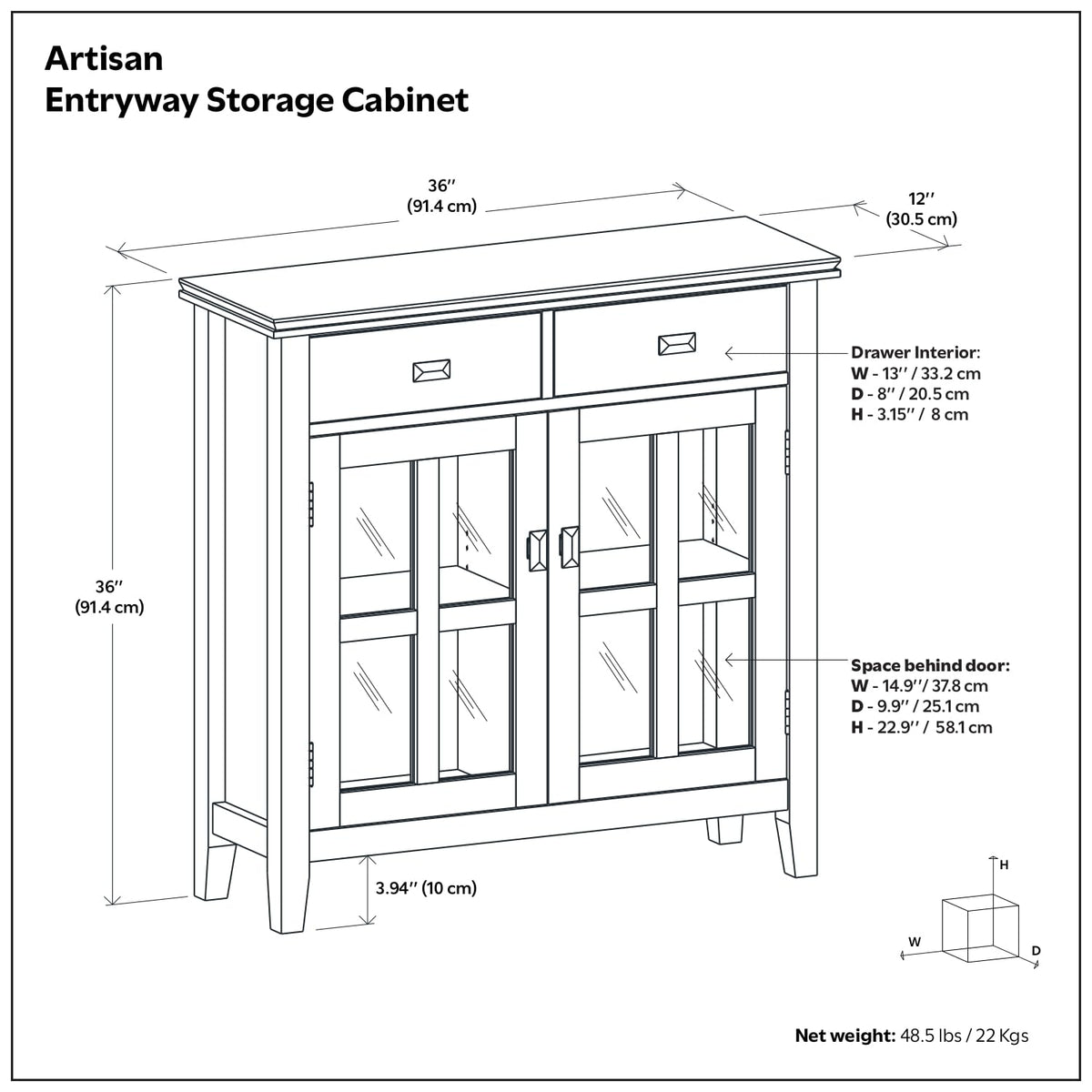 Artisan 36" Wide Solid Wood Cabinet in Russet Brown (Russet Brown / 36 inch)